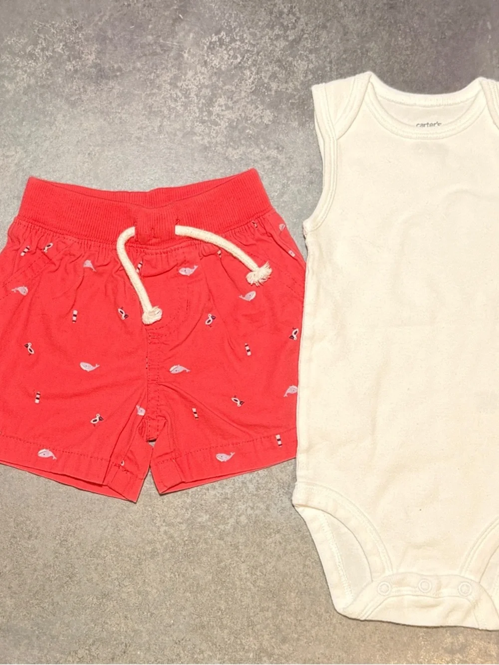 The Children’s Place Shirt | Carter’s Bodysuit + Shorts | 6-9M Outfit | 3PC  Set - Picture 3 of 7
